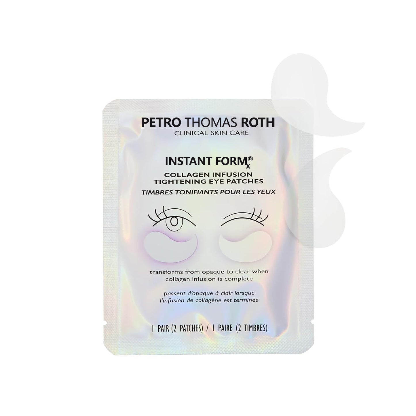 Instant FORM Collagen Infusion Tightening Eye Patches (8 Pairs), Color Changing Collagen Mask, Hydrating Gel Patches with Niacinamide & Hyaluronic Acid, Brightening, Serum