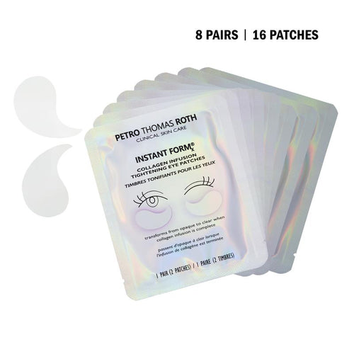 Instant FORM Collagen Infusion Tightening Eye Patches (8 Pairs), Color Changing Collagen Mask, Hydrating Gel Patches with Niacinamide & Hyaluronic Acid, Brightening, Serum