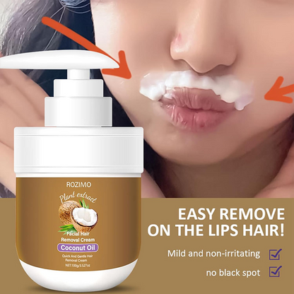 The Last Day: 60%OFF🪶Coconut Oil Facial Hair Removal Cream - Gentle Lip Hair Removal