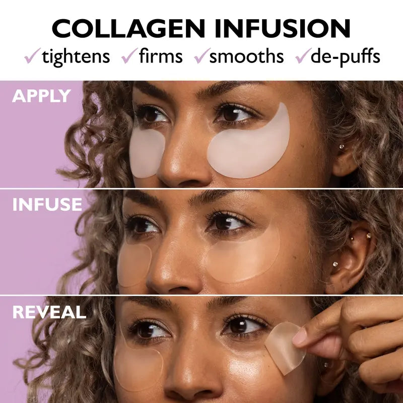 Instant FORM Collagen Infusion Tightening Eye Patches (8 Pairs), Color Changing Collagen Mask, Hydrating Gel Patches with Niacinamide & Hyaluronic Acid, Brightening, Serum