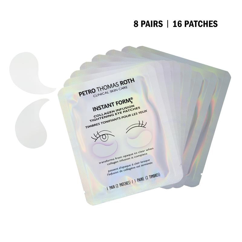 Instant FORM Collagen Infusion Tightening Eye Patches (8 Pairs), Color Changing Collagen Mask, Hydrating Gel Patches with Niacinamide & Hyaluronic Acid, Brightening, Serum