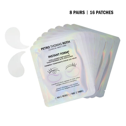 Instant FORM Collagen Infusion Tightening Eye Patches (8 Pairs), Color Changing Collagen Mask, Hydrating Gel Patches with Niacinamide & Hyaluronic Acid, Brightening, Serum