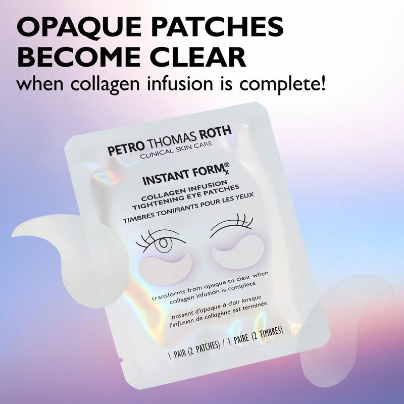 Instant FORM Collagen Infusion Tightening Eye Patches (8 Pairs), Color Changing Collagen Mask, Hydrating Gel Patches with Niacinamide & Hyaluronic Acid, Brightening, Serum